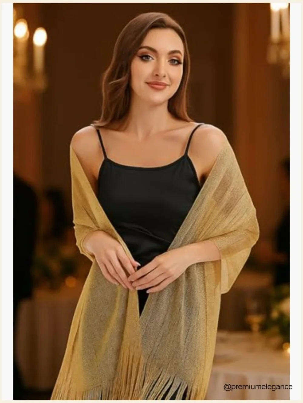 Metallic Shawl with Buckle for Formal Dresses Elegant Wedding Accessory